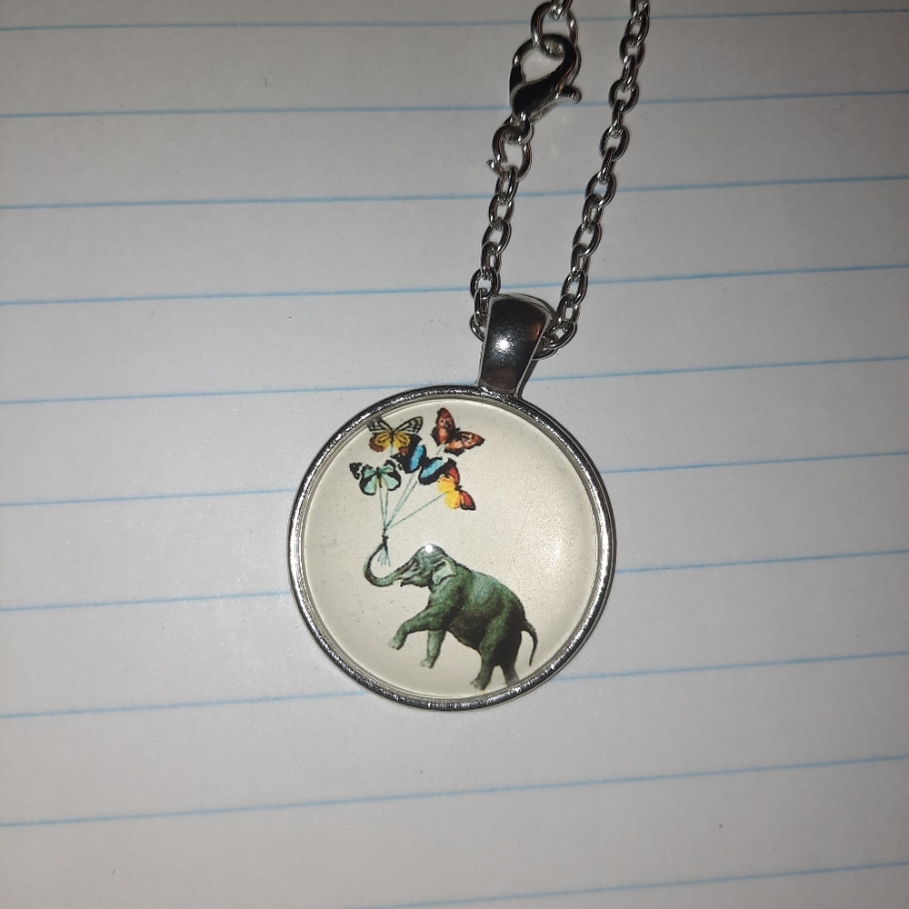 Elephant & butterflies necklace